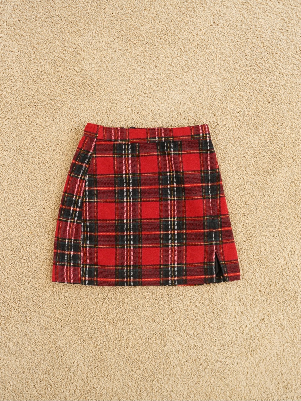 Hollister Red and Black Plaid Mini Skirt